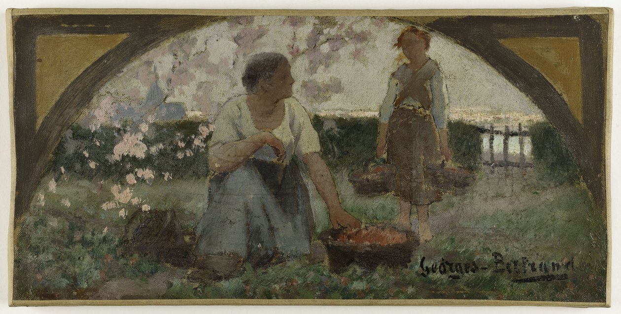 A párizsi Hôtel de Ville de Paris étkezőjének vázlata: 1893 körül (olaj, vászon): Les fraises, 1893 körül (olaj, vászon). alkotó: Georges Jules Bertrand