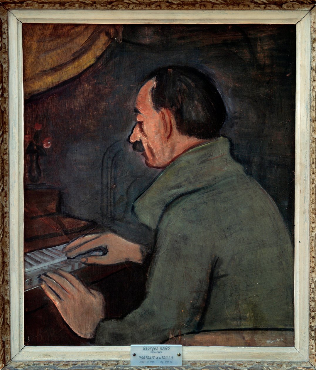 Maurice Utrillo (1883-1955) francia festő portréja. Georges Kars (1882-1955) festménye, XX. század. Olajfestmény. Méret: 0,56 X 0,47 m. Lyon. Szépművészeti Múzeum. Óvatos! Ennek a műnek a felhasználása harmadik féltől kérhető engedélyhez vagy kiegészítéshe alkotó: Georges Kars