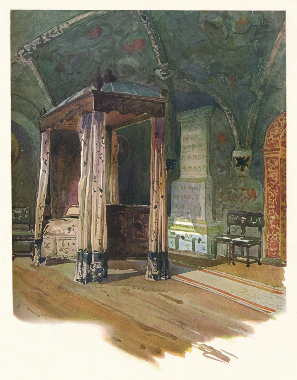 Alexis Michaelovitch cár hálószobája, a Kremlben, Moszkva, 1900, 1905 alkotó: Georges Kossiakoff