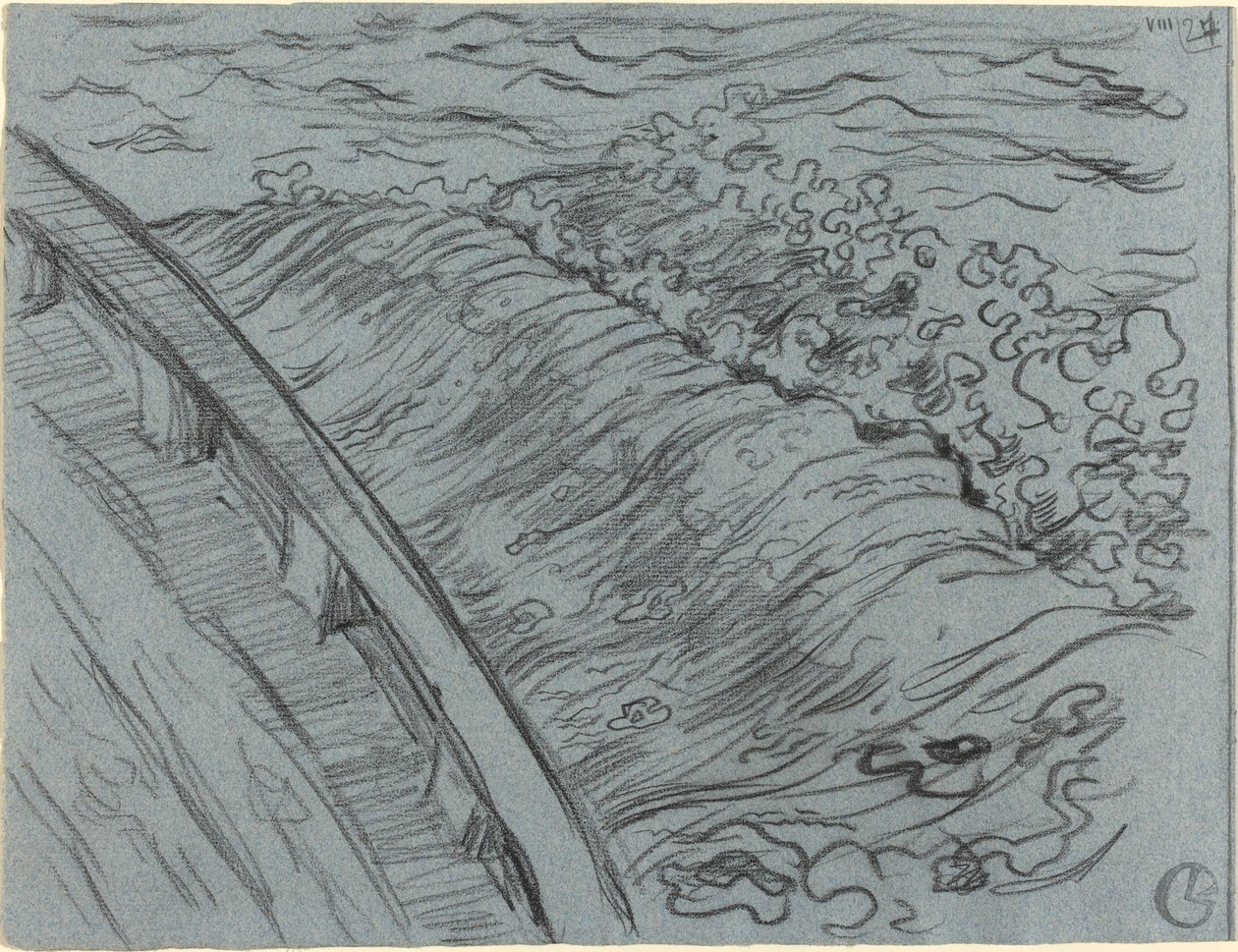 A tenger egy csónak szélén, Bretagne alkotó: Georges Lacombe