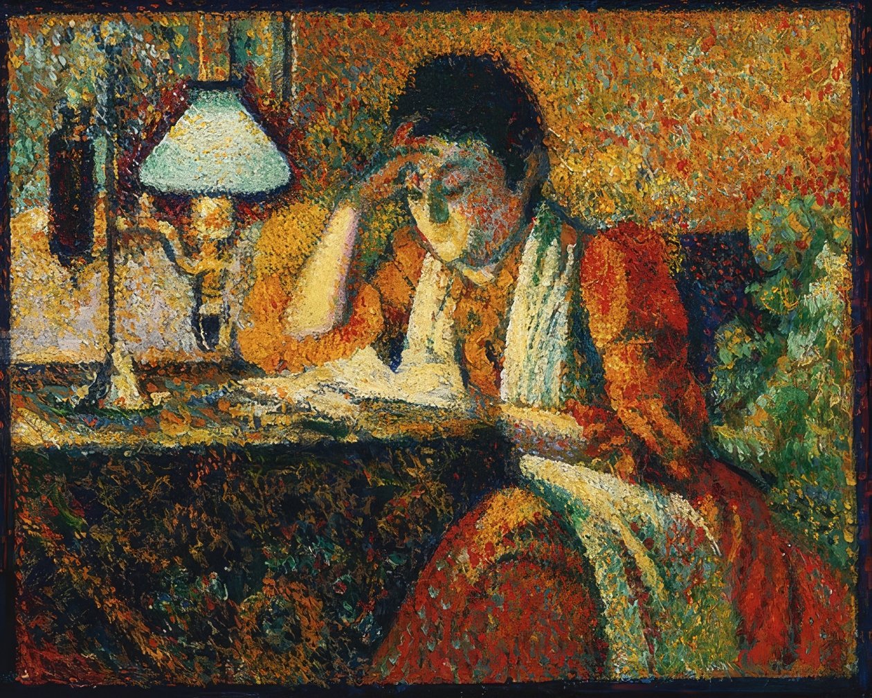Die Lesende (Az olvasó). 1888 alkotó: Georges Lemmen