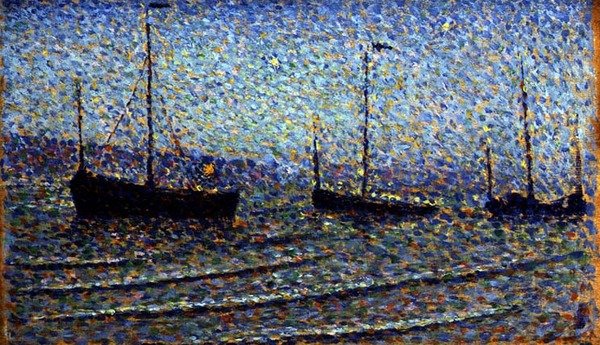 Halászhajók, 1891 körül (olaj a fedélzeten) alkotó: Georges Lemmen