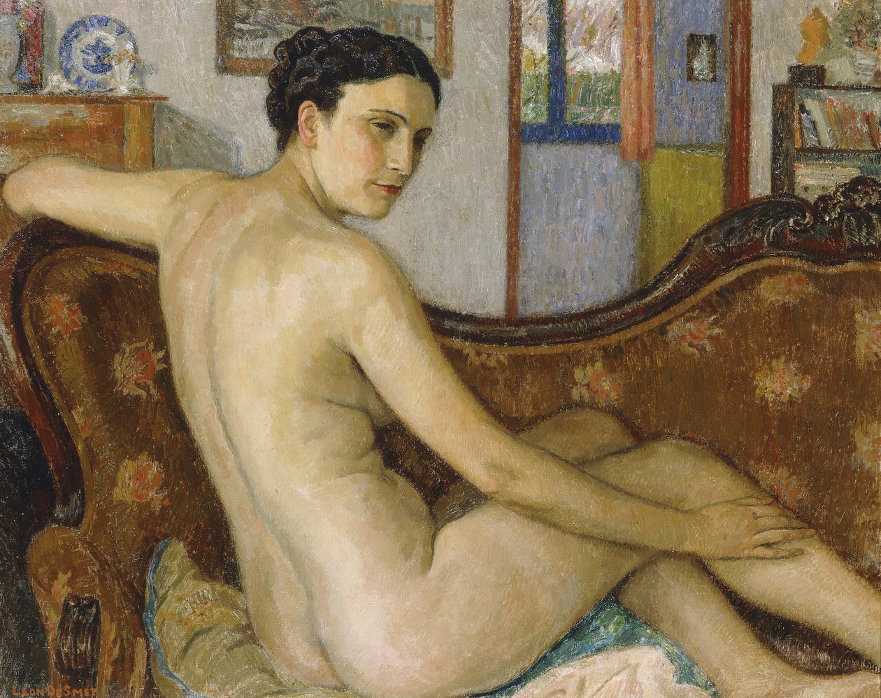 A fürdőző kutyájával; A fürdőző a kutyájával - De Baadster találkozott Hondjével, alkotó: Georges Lemmen
