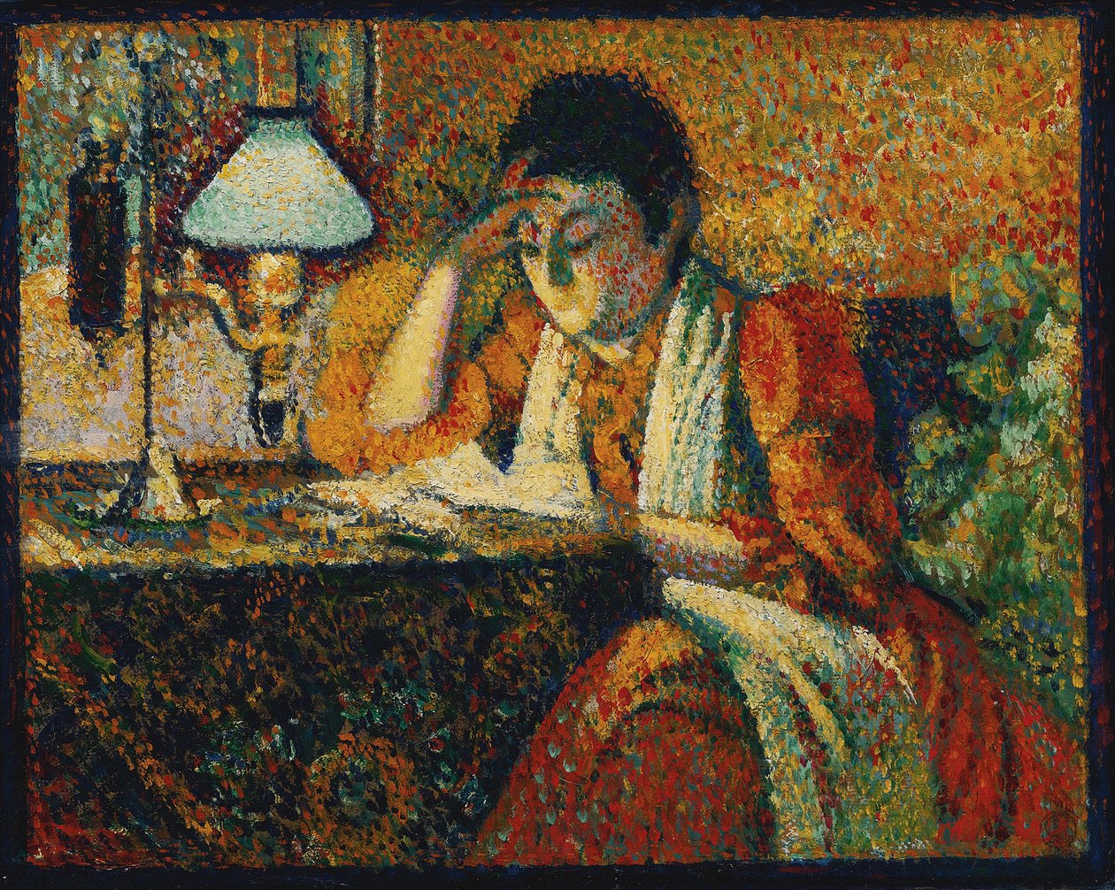 Az olvasó par Lemmen, Georges (1865-1916). Olaj, fa, méret: 30,5x38,7, c. 1888, Magángyűjtemény alkotó: Georges Lemmen