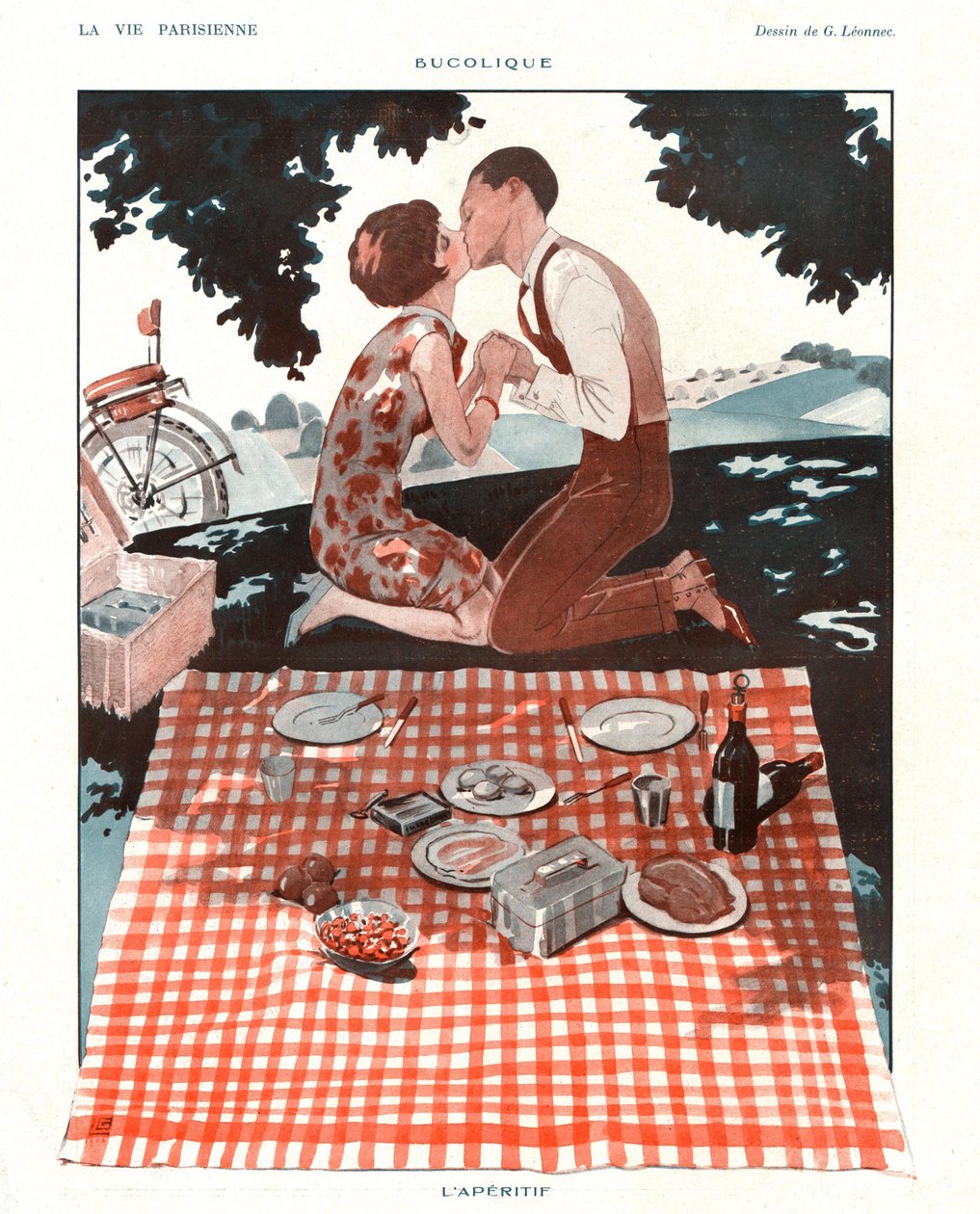 "Bucolic", illusztráció a "La Vie Parisienne"-ből alkotó: Georges Leonnec