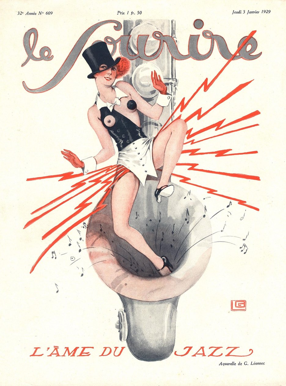 A „Le Sourire” címlapja, 1929. január (színes litó) alkotó: Georges Leonnec