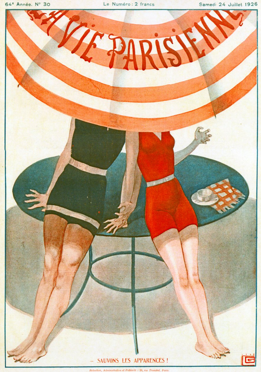 Szerelmesek kézen fogva, Illusztráció a "La Vie Parisienne" című filmből alkotó: Georges Leonnec