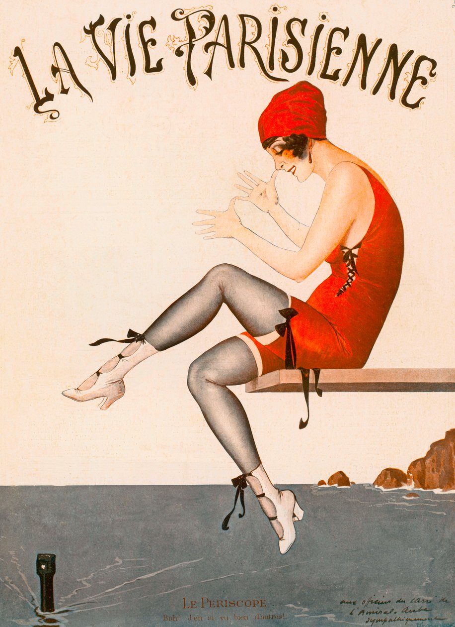 Úszó ugródeszkán, illusztráció a "La Vie Parisienne"-ből alkotó: Georges Leonnec