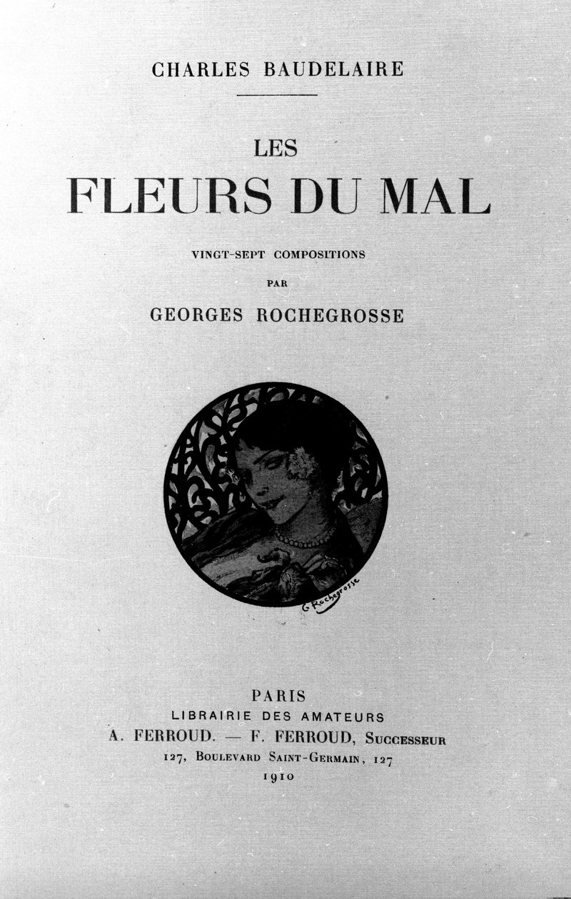 Charles Baudelaire (1821-1867) „A gonosz virágai” frontispice, Georges Antoine Rochegrosse (1859-1938) illusztrálta, 1910 alkotó: Georges Marie Rochegrosse