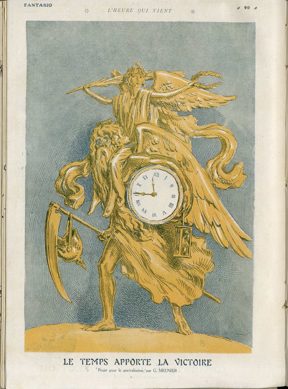 Georges Meunier (1869-1934) illusztrációja a „” Fantasio”” című filmben”, 01/04/15 - Az idő győzelmet hoz - 14-18-as háború, Győzelem - Idő (allegóriája), Győzelem (allegória) - Allegória alkotó: Georges Meunier