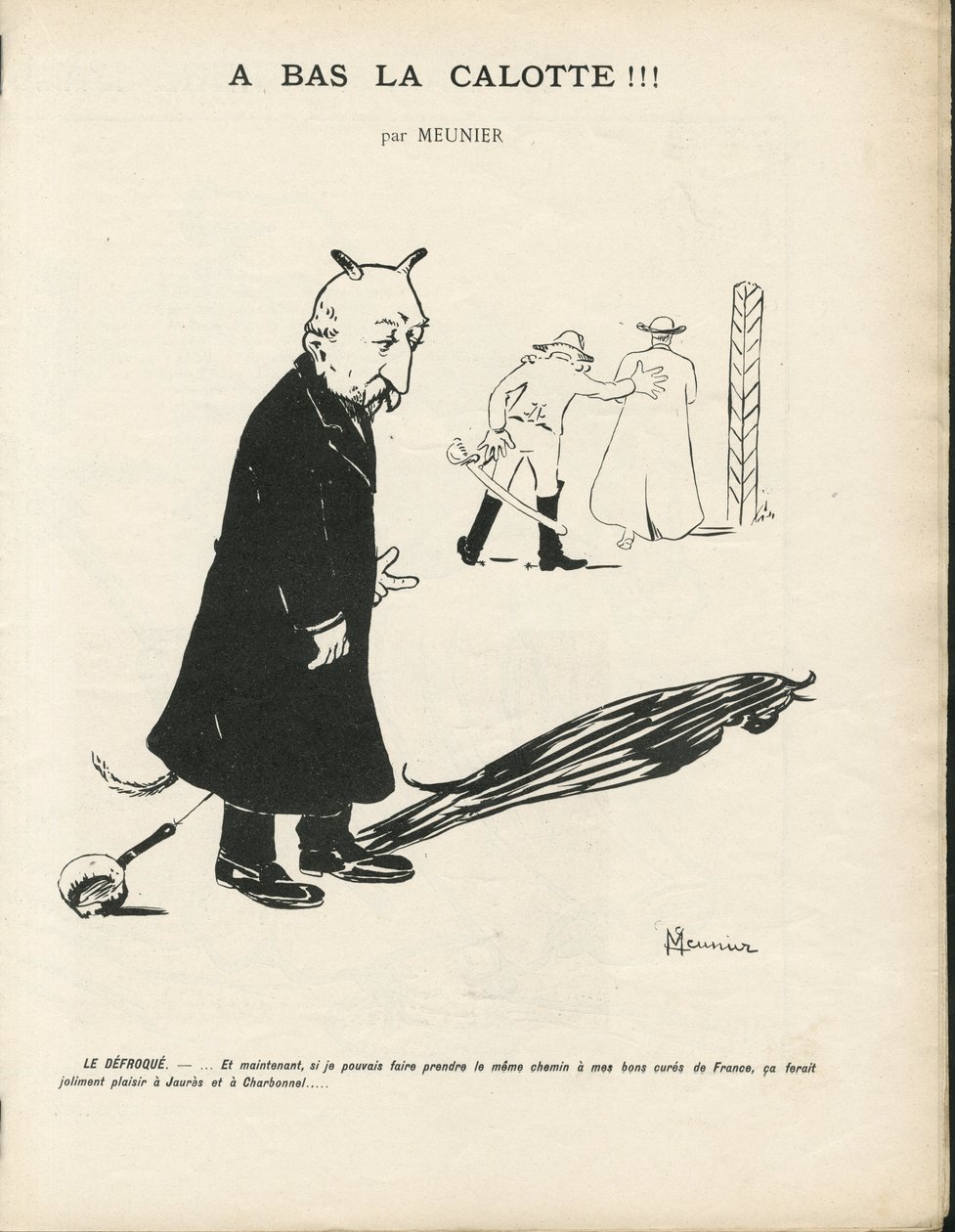 Illusztráció Georges Meunierről (1869-1934) a Le Panache-ban, royalist magazin illustrée, 01/20/04 - Royalizmus, valláshit - Combes Emile, Ördög - Állatosítás alkotó: Georges Meunier