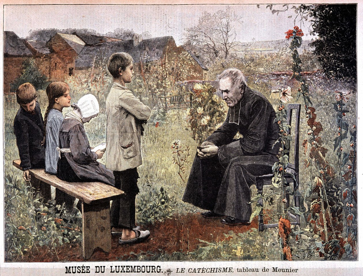 Georges Meunier katekizmusa (pap és gyerekek a kertben), Musee du Luxembourg - a június 5-i „Le petit Journal”-ban alkotó: Georges Meunier