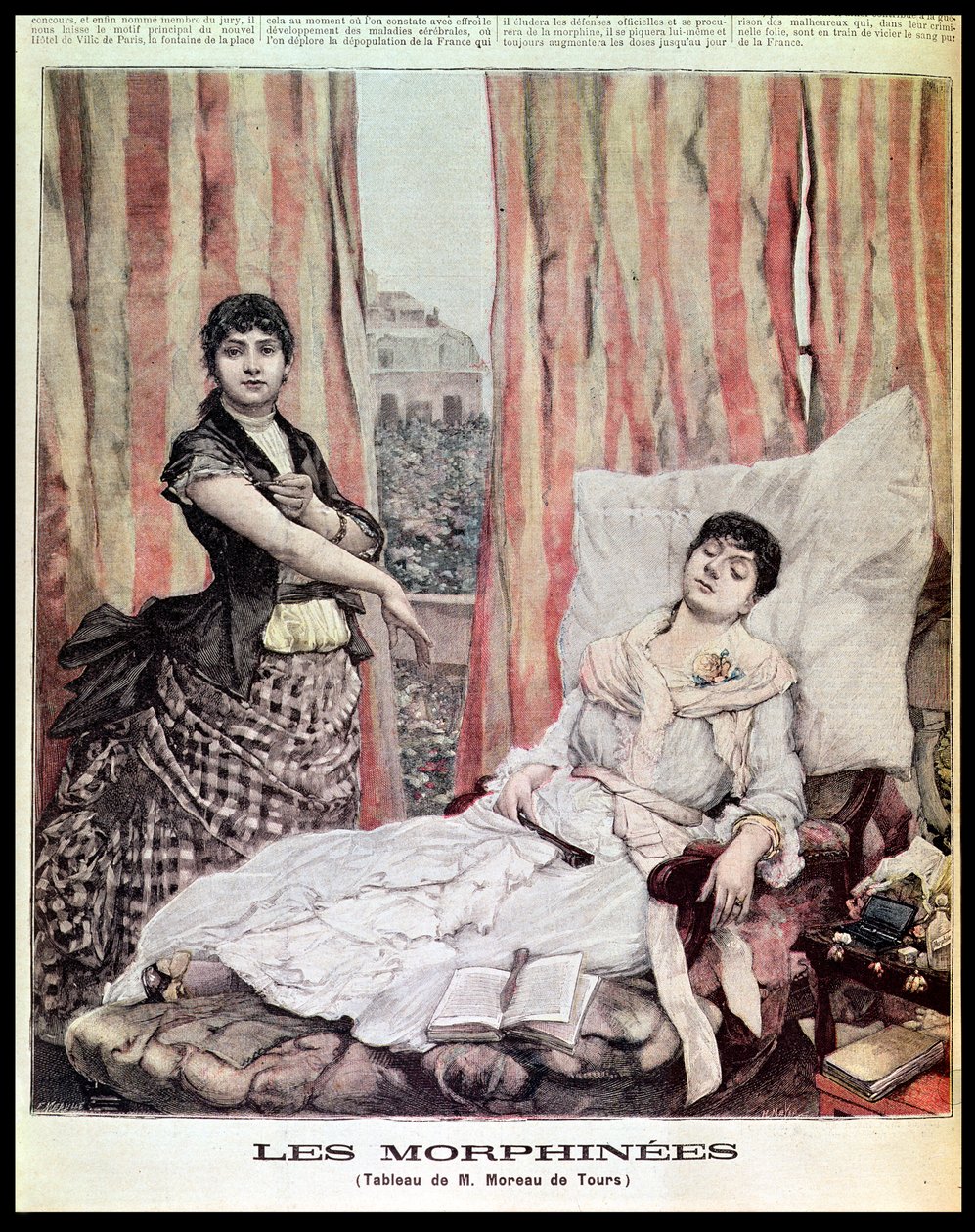 Morphiamania, illusztráció a „Le Petit Journal”-ból, H. Meyer és F. Melville metszete, 1891 alkotó: Georges Moreau de Tours