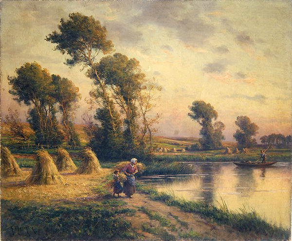 Vidéki táj (olaj, vászon) alkotó: Georges Philibert Charles Maroniez