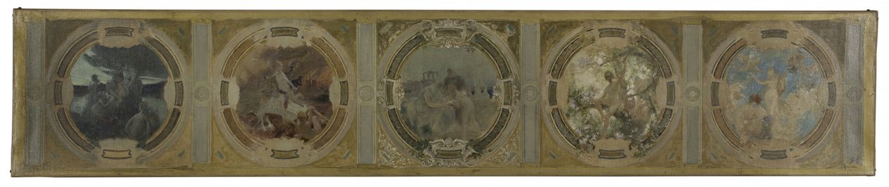 Vázlat a párizsi városháza Lobau Galériája számára: Párizs születése. A küzdelem. Filozófia és ókori irodalom. Tavasz. Irodalom, 1890-ben (olaj, vászon). alkotó: Georges Picard