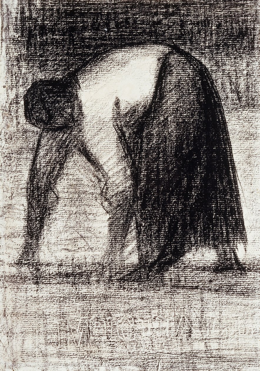 egy parasztasszony, kezekkel a földben; Paysanne les Mains au Sol, 1882 körül alkotó: Georges Pierre Seurat