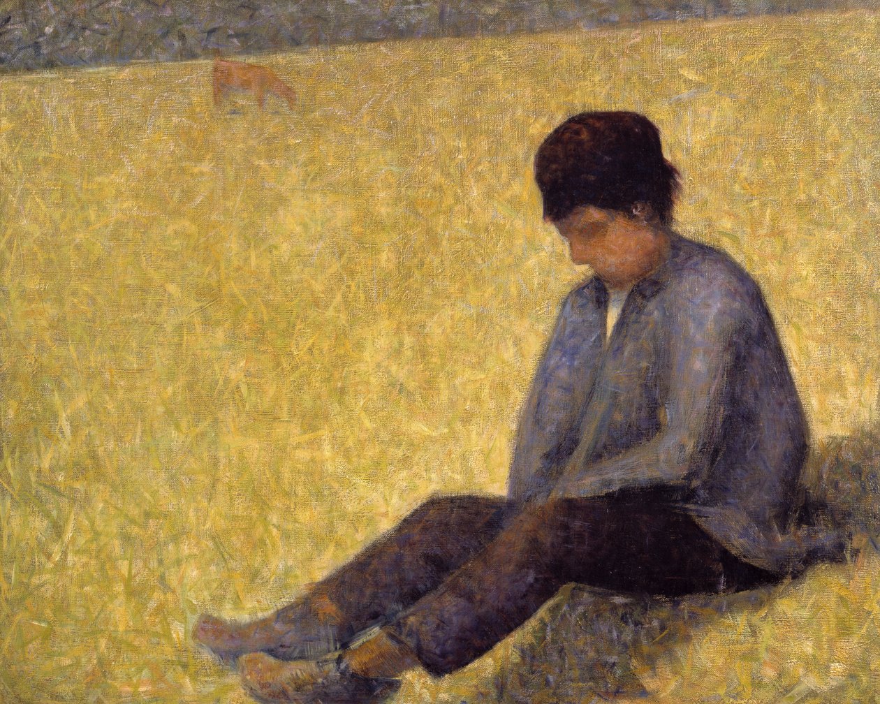 Boy Sitting on the Grass, c.1882 (oil on canvas alkotó: Georges Pierre Seurat