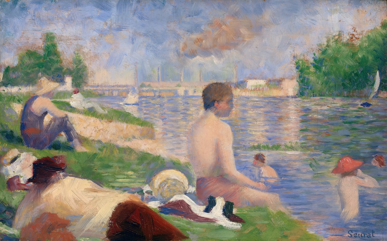 Végső tanulmány fürdőzőknek Asnières-ben, 1883. alkotó: Georges Pierre Seurat