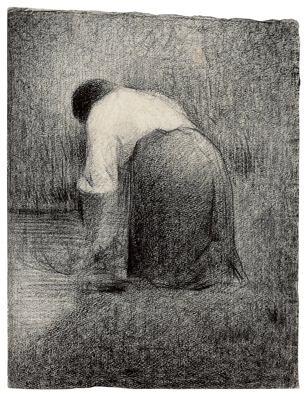 Térdelő Nő; Femme agenouillee, 1881 körül alkotó: Georges Pierre Seurat
