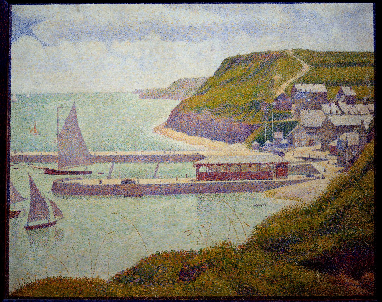 Port en Bessin, kikötő előtt, maree haute Georges Seurat festménye (1859-1891) 1888 V. 0,67x0,82 m. Párizs, Musee d