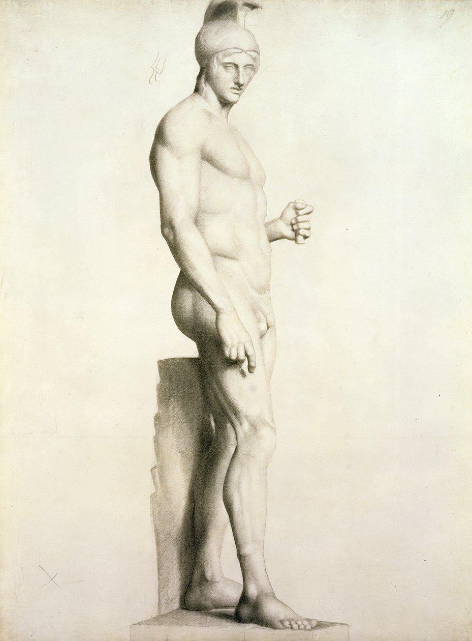 Sisakos harcos szobor profilja (p/p) alkotó: Georges Pierre Seurat