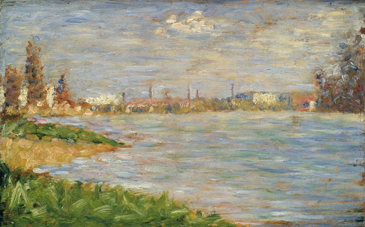 The River Banks, 1883 körül (olaj, panel) alkotó: Georges Pierre Seurat