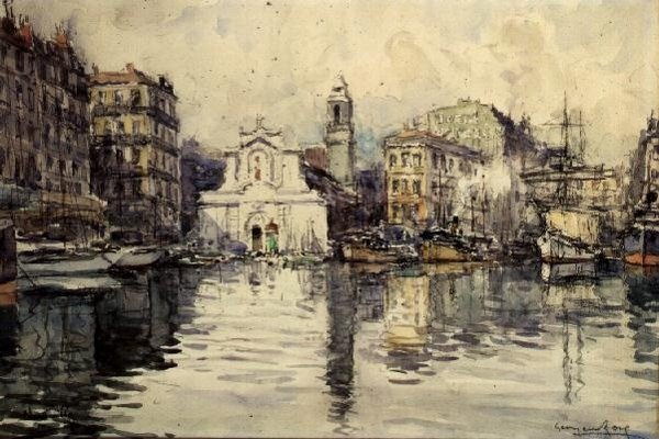 A kikötő, Marseille (akvarell) alkotó: Georges Rose