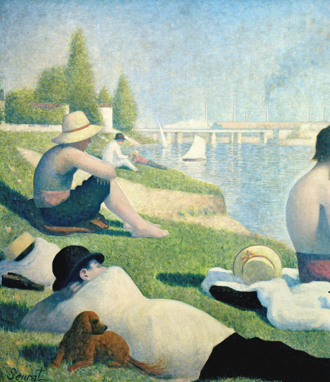 Fürdőzők Asnieresben, 1884-es részlet a 2136-ból alkotó: Georges Seurat