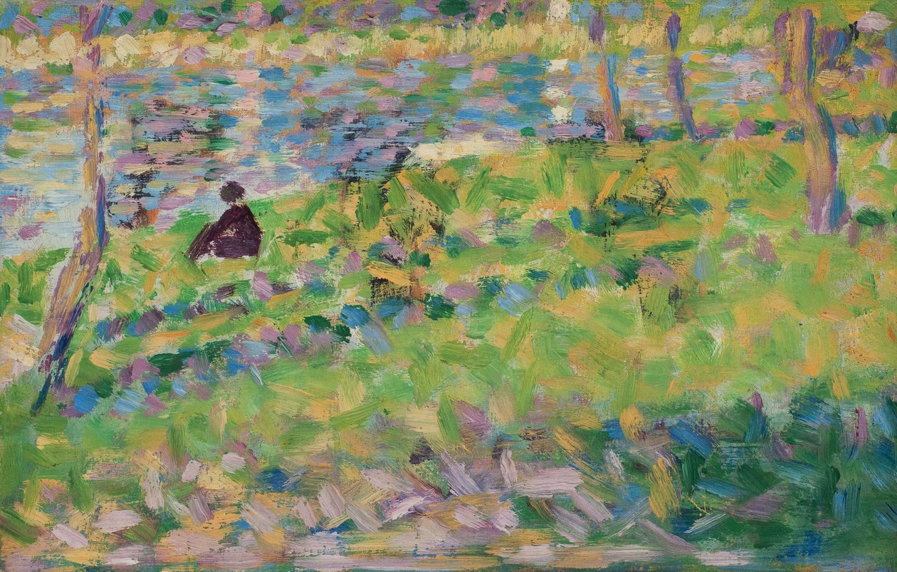Francia: Paysage, homme assis alkotó: Georges Seurat