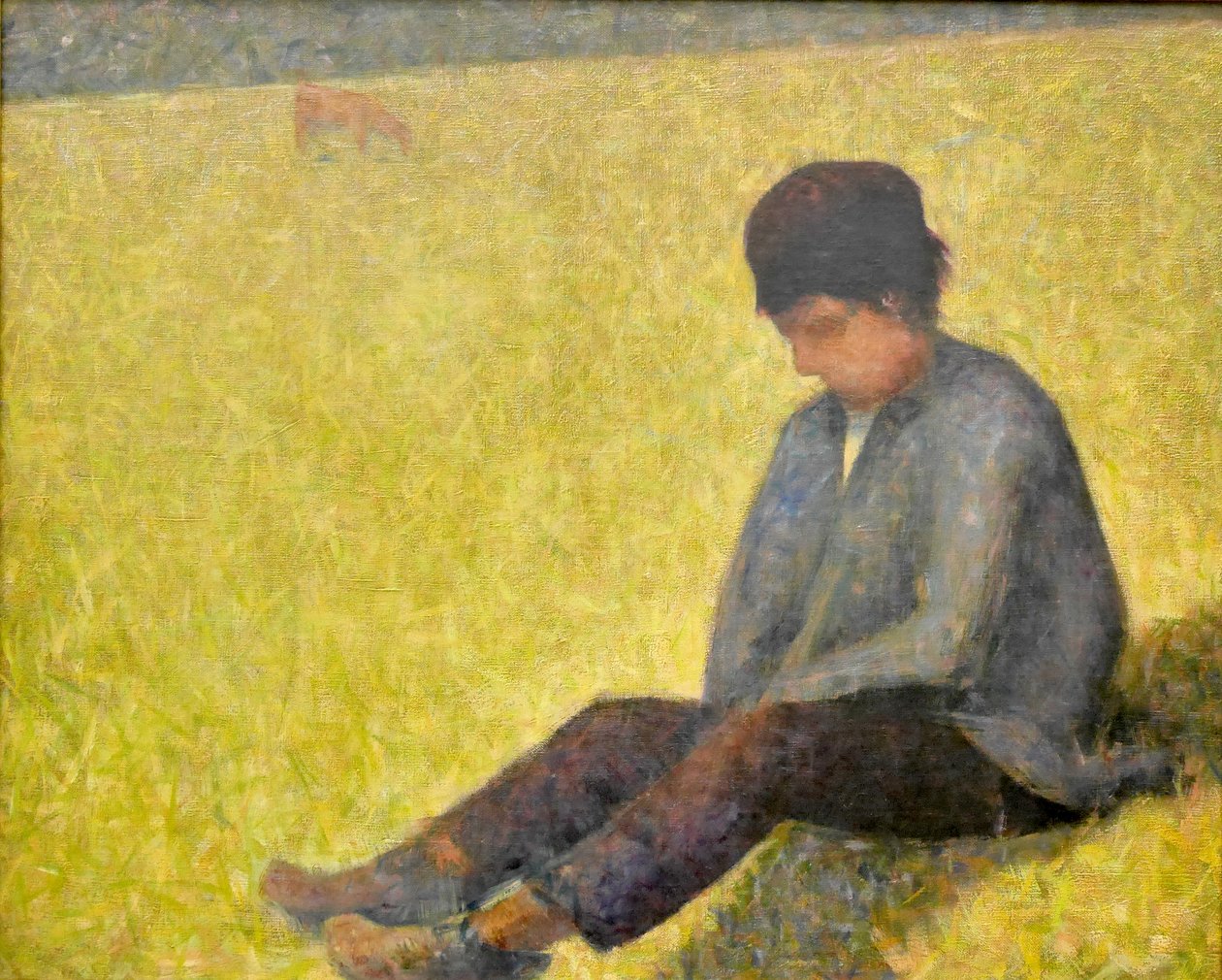 Német: Fiú ül a réten Fiú ül a réten alkotó: Georges Seurat