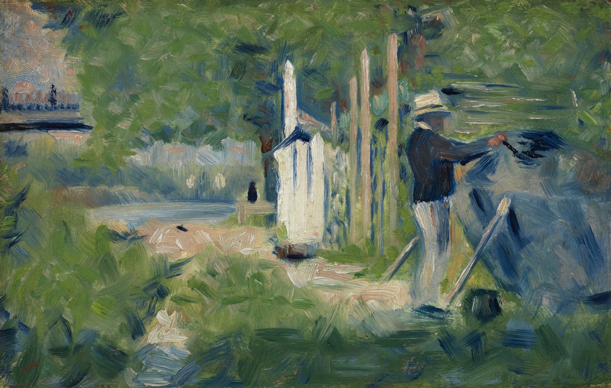 Csónakját festő ember, 1883 körül (panel) alkotó: Georges Seurat