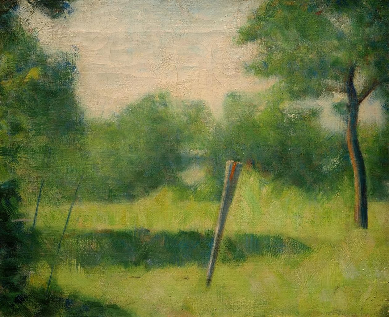 Paysage au piquet (táj egy rúddal) alkotó: Georges Seurat
