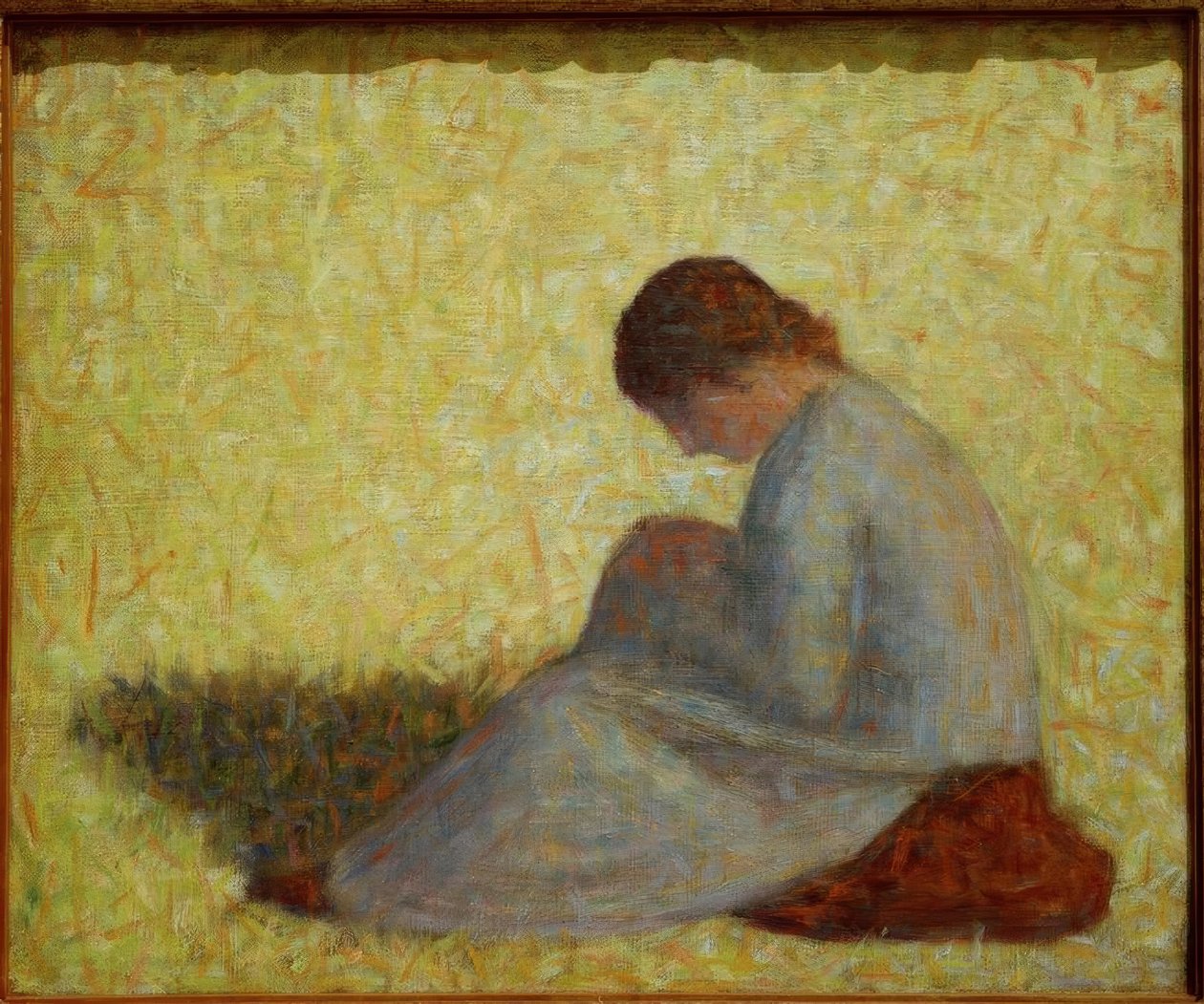 Parasztasszony ül a fűben alkotó: Georges Seurat