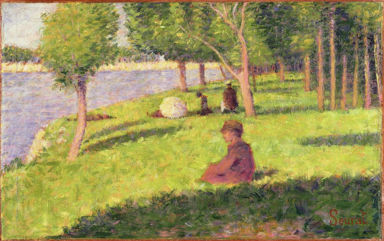 Ülő alakok, Tanulmány egy vasárnap délutánhoz La Grande Jatte szigetén, 1884-85 (olaj, fatábla) alkotó: Georges Seurat