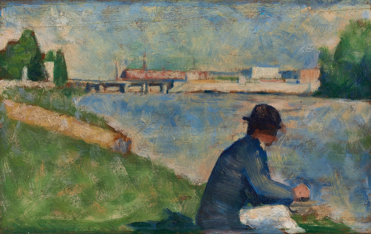 Tanulmány az "Asnières-i fürdőzők" számára alkotó: Georges Seurat