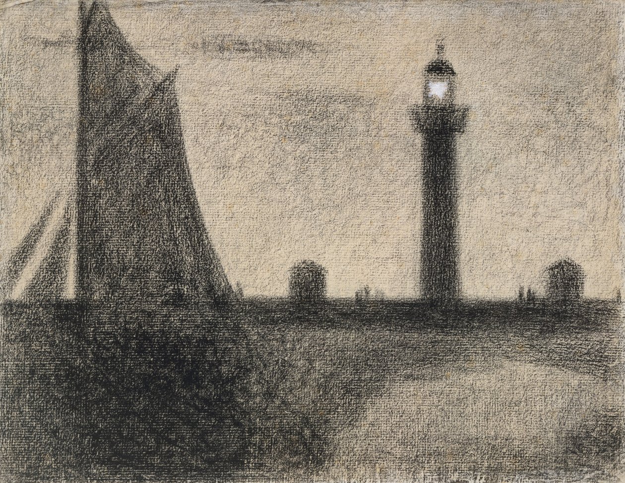 A honfleuri világítótorony, 1886 (konte zsírkréta gouache-színnel kirakott papíron) alkotó: Georges Seurat