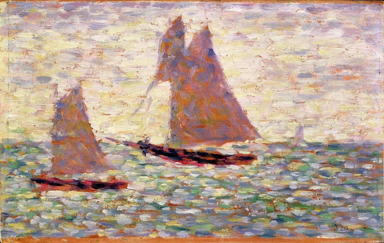 Két vitorlás Grandcampben, 1885 körül alkotó: Georges Seurat
