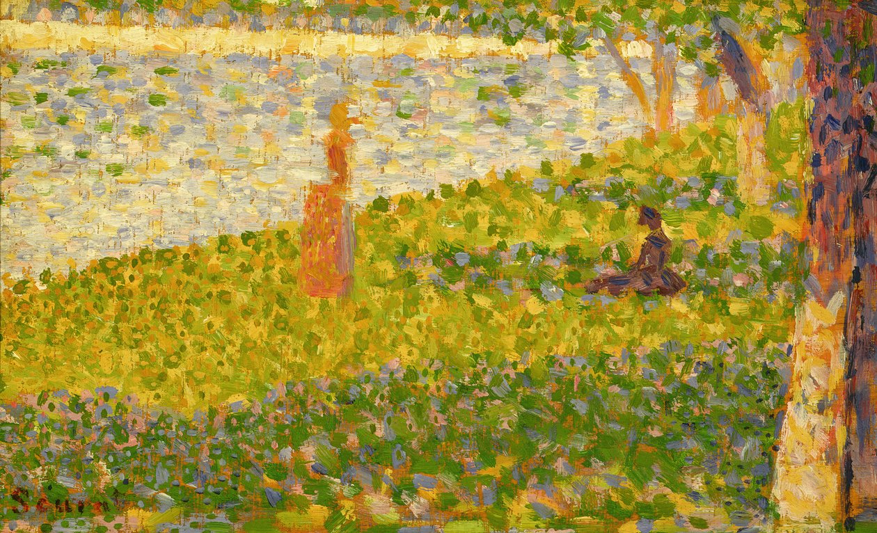 Nők a folyóparton, a La Grande Jatte tanulmánya, 1885-86 körül alkotó: Georges Seurat