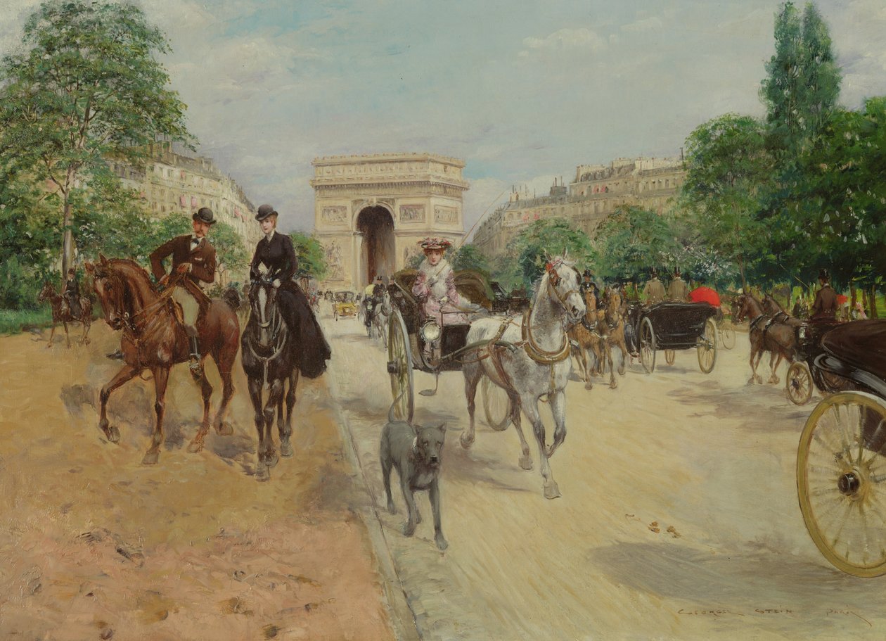 Lovasok és kocsik az Avenue du Bois-n, 1910 alkotó: Georges Stein