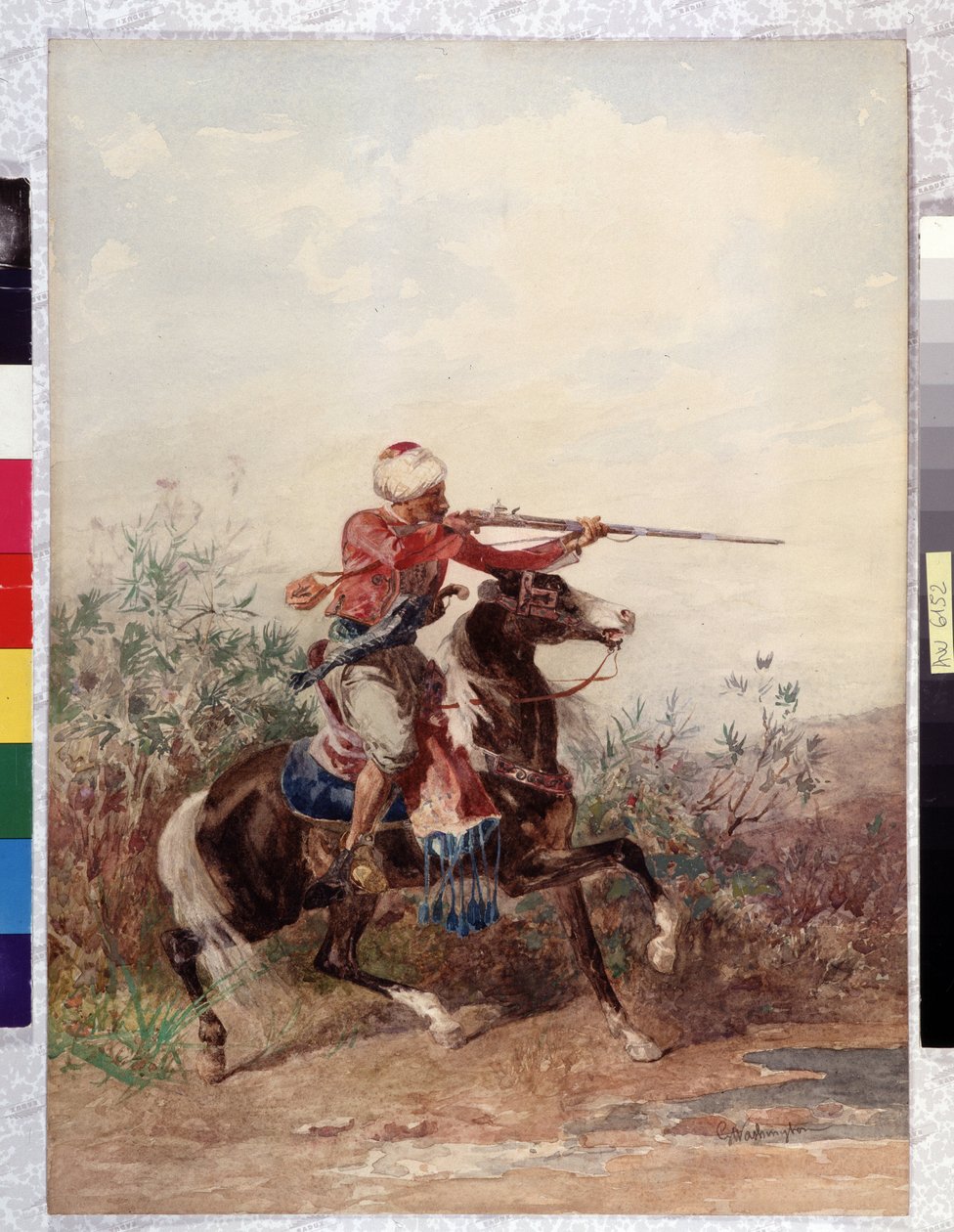 Orientalizmus: "" Lovat húzó lovas"" Georges Washington festménye (1827-1910) Kötelező említés: Collection fondation regards de Provence, Marseille alkotó: Georges Washington