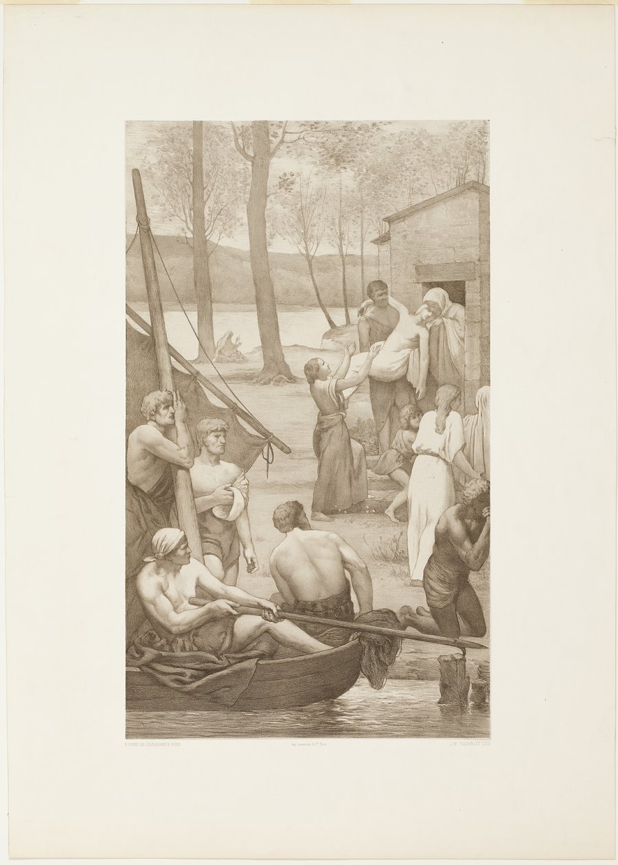 Szent Genovéva lelkipásztori élete (bal oldali panel) alkotó: Georges William Thornley