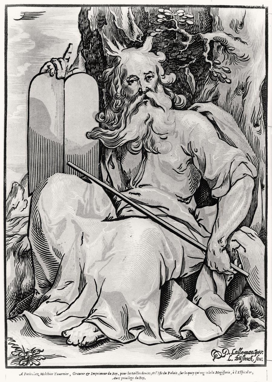 Mózes, Ludwig Businck metszete (1590 körül - 1630 után) alkotó: Georges after Lallemand