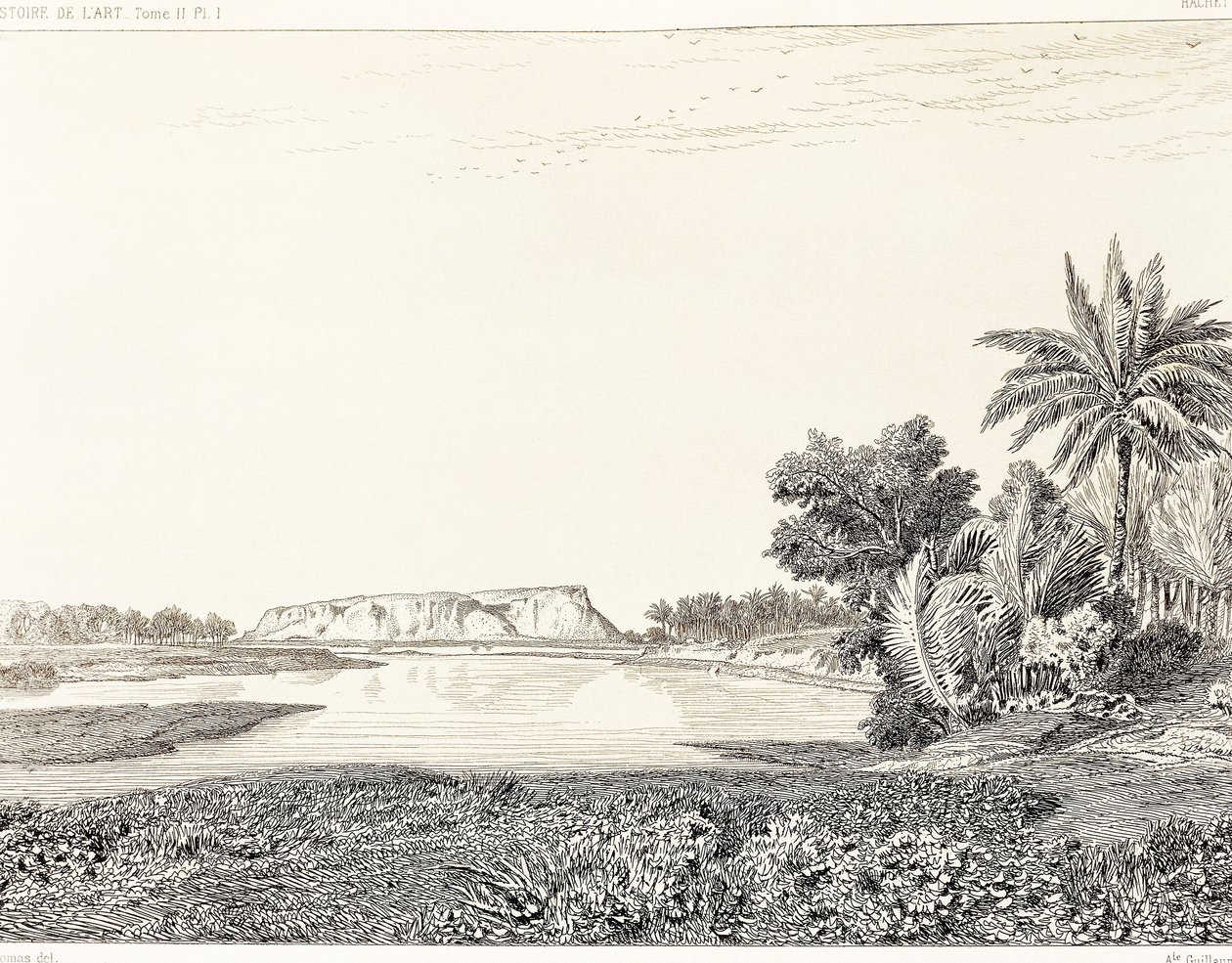 Irak, kilátás Babilonról, F, Thomas rajza Georges Perrot (1832-1914) és Charles Chipiez (1835-1901) metszetéből, Histoire de l