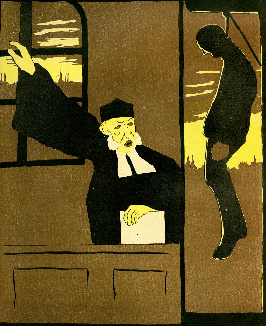 A belga bíró felakasztásra ítélt egy férfit, 1904. alkotó: Georges d 1878 1937 Ostoya