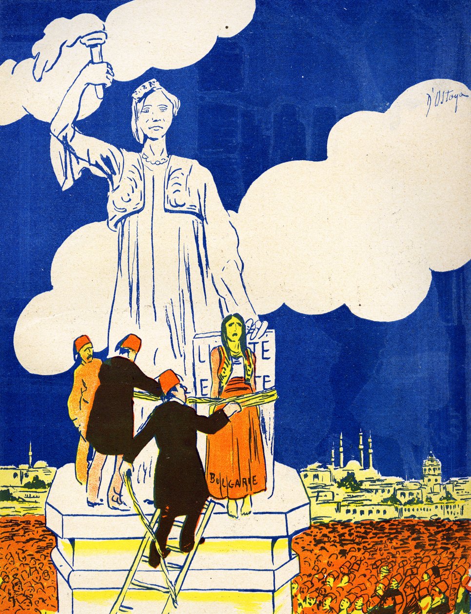 Törökország a Szabadság-szoborhoz köti Bulgáriát, 1908. alkotó: Georges d 1878 1937 Ostoya