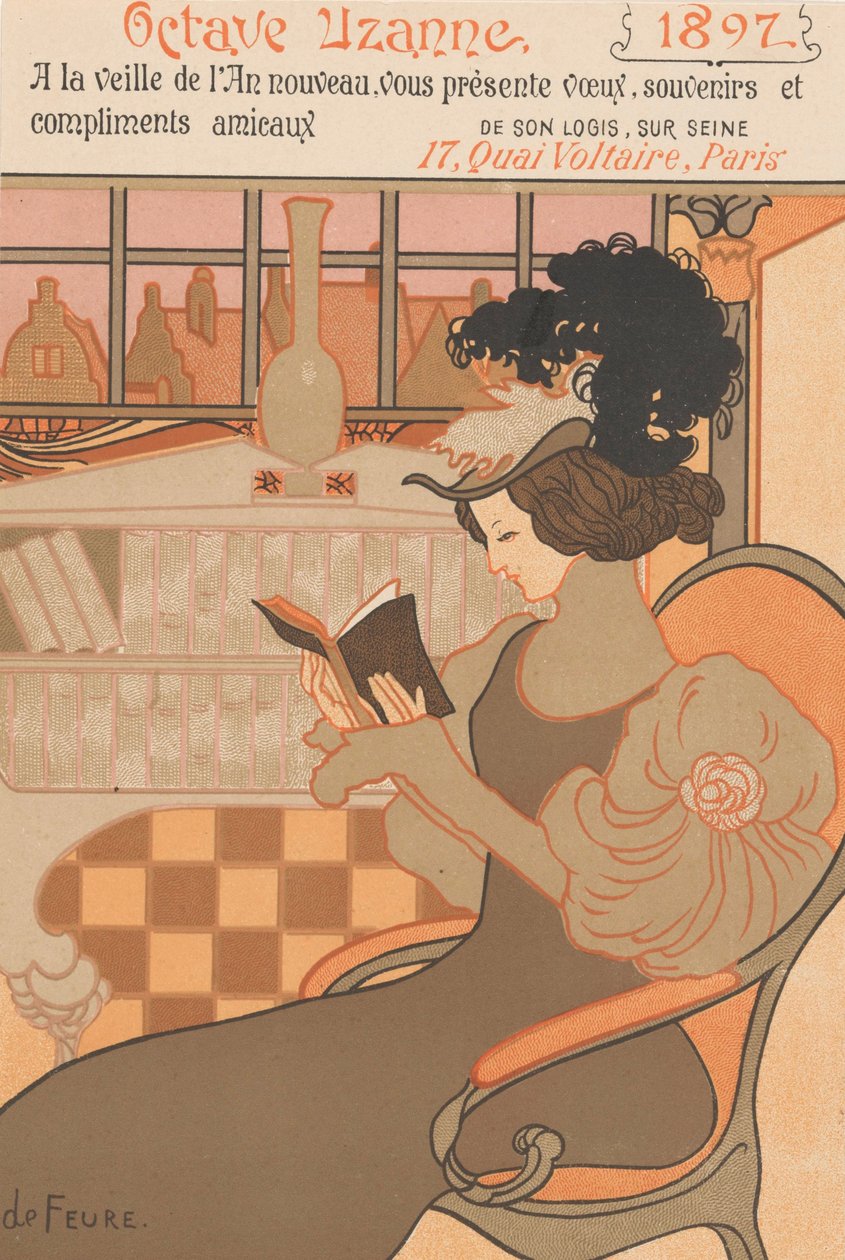 Újévi kívánságok 1897-re Octave Uzanne-tól, 1896 alkotó: Georges de Feure