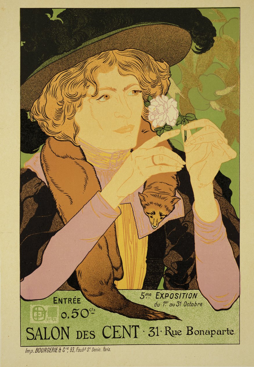 „A Salon des Cents 5. kiállítását” hirdető plakát reprodukciója, Rue Bonaparte, Párizs alkotó: Georges de Feure