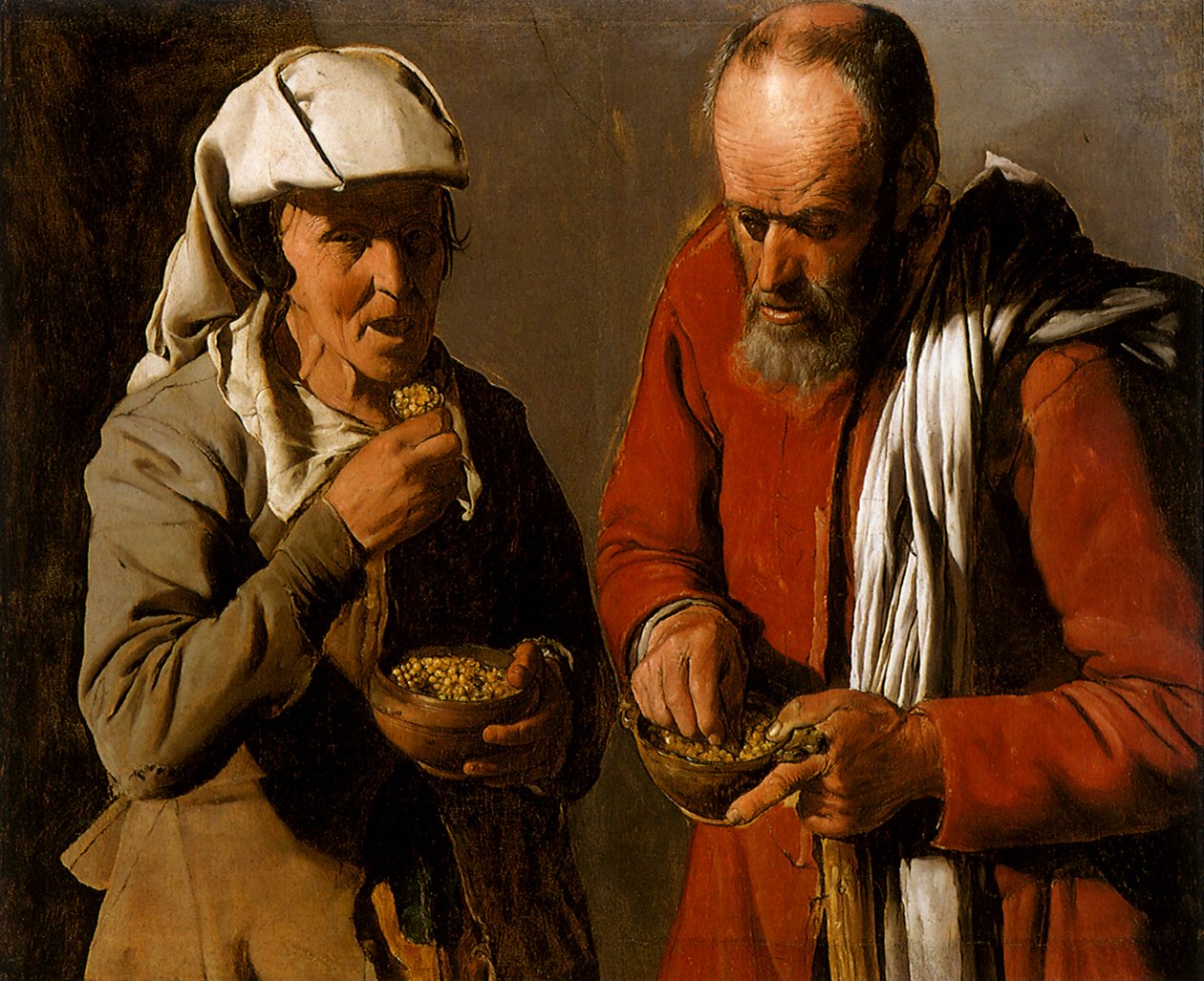 Parasztházaspár evés, 1621 alkotó: Georges de La Tour
