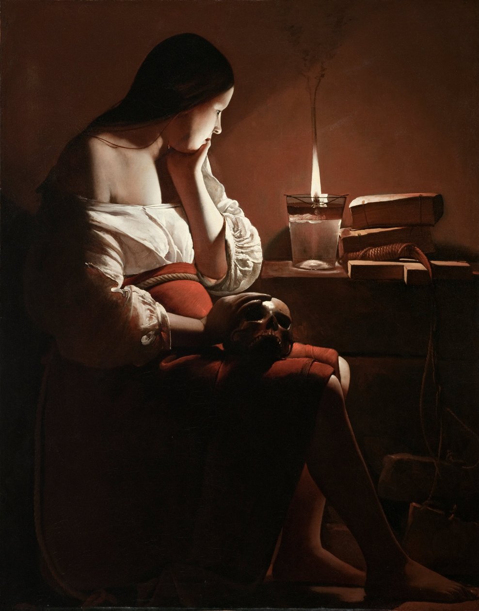 A Magdolna a füstölgő lánggal alkotó: Georges de La Tour