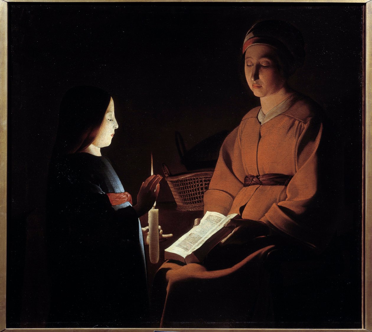 A szűz nevelése. Georges De La Tour festménye (1593-1652) alkotó: Georges de la (after) Tour